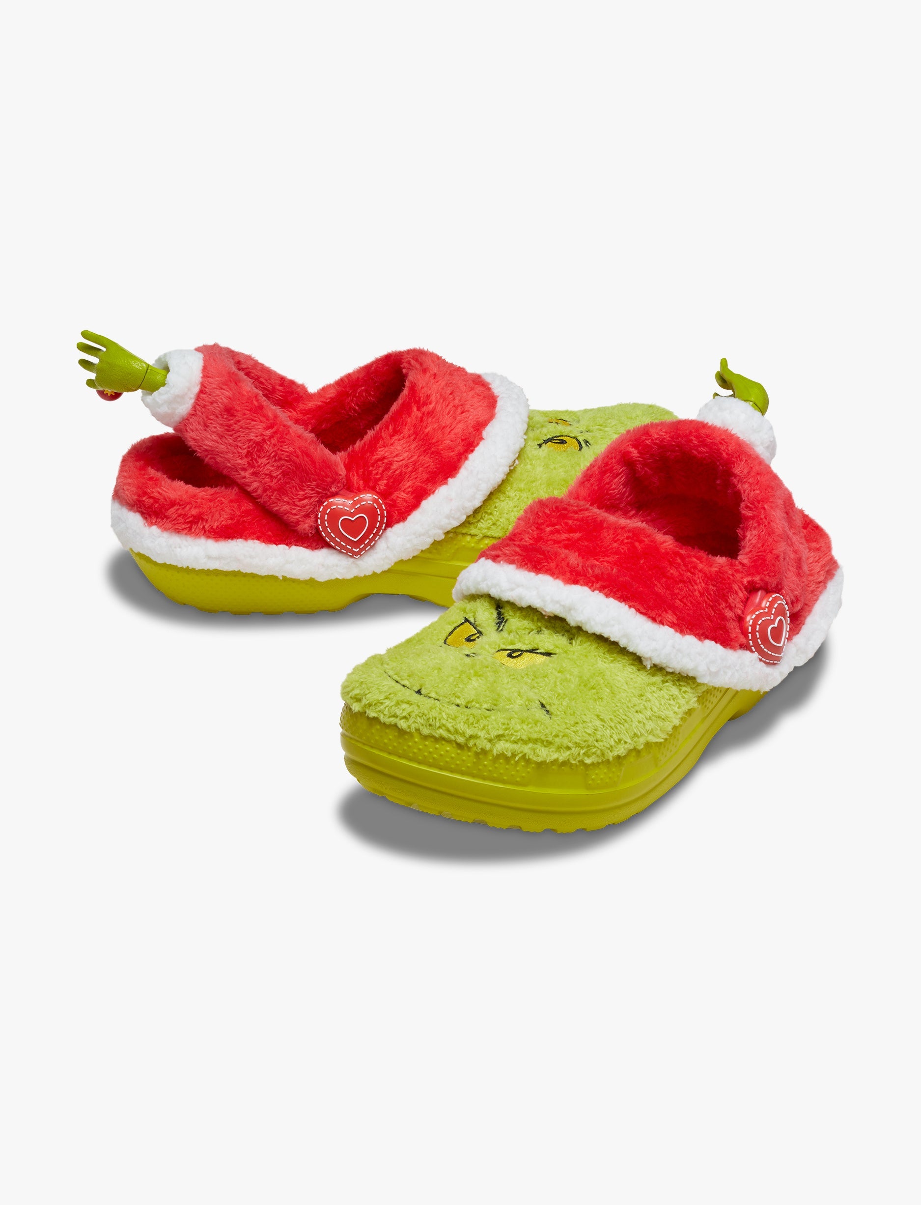 The Grinch Classic Lined Clog - כפכפי קרוקס פרווה גרינץ בצבע ירוק/אדום/לבן