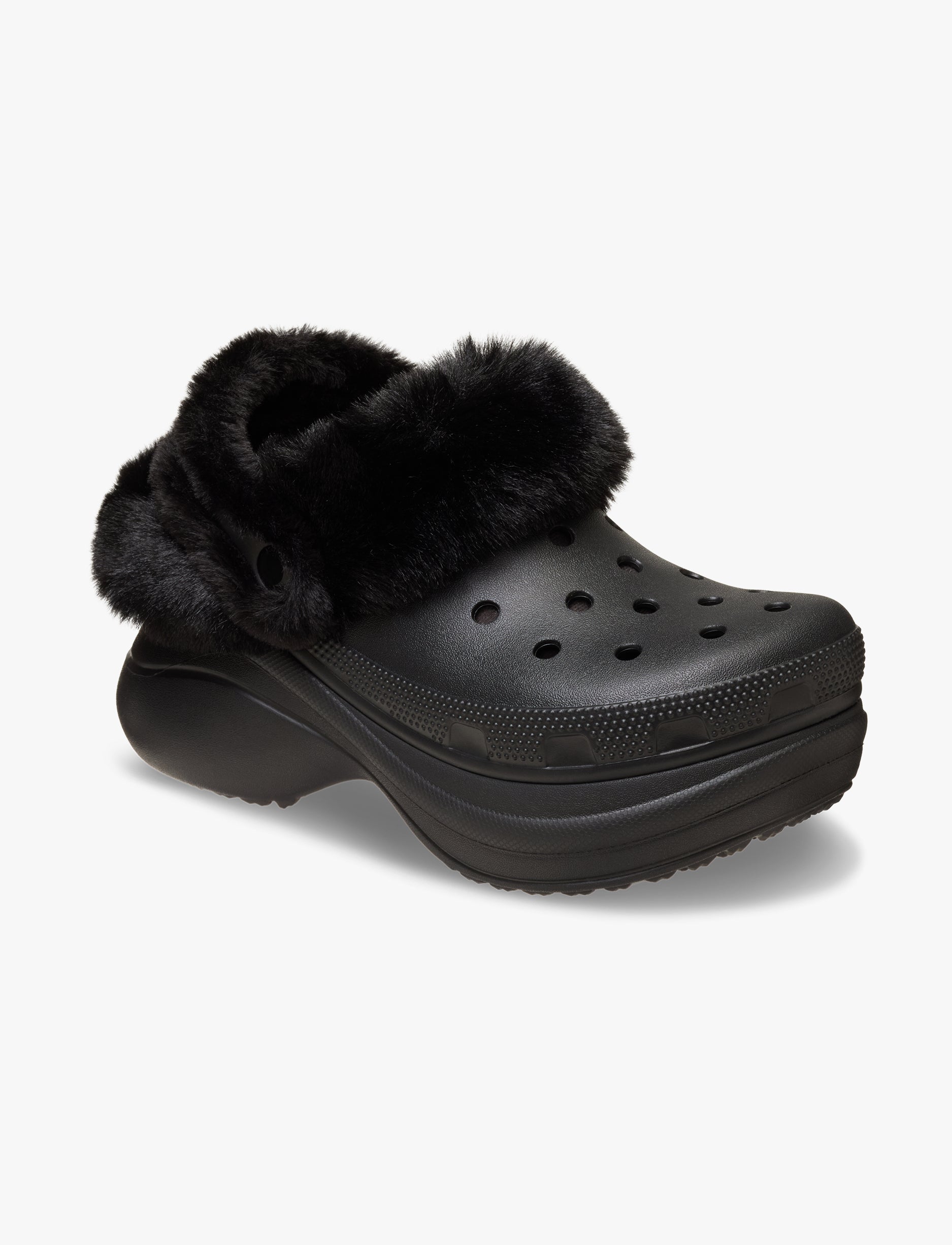 Crocs Bae Lined Clog - כפכפים פרוותיים קרוקס פלטפורמה ביי לנשים בצבע שחור