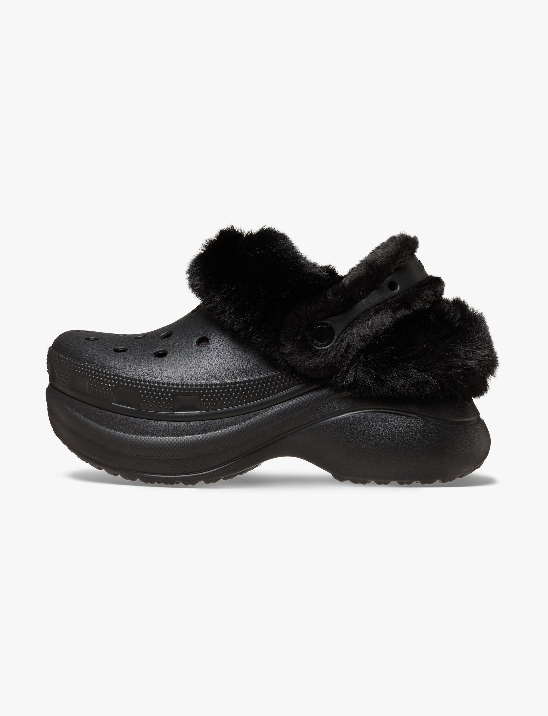 Crocs Bae Lined Clog - כפכפים פרוותיים קרוקס פלטפורמה ביי לנשים בצבע שחור