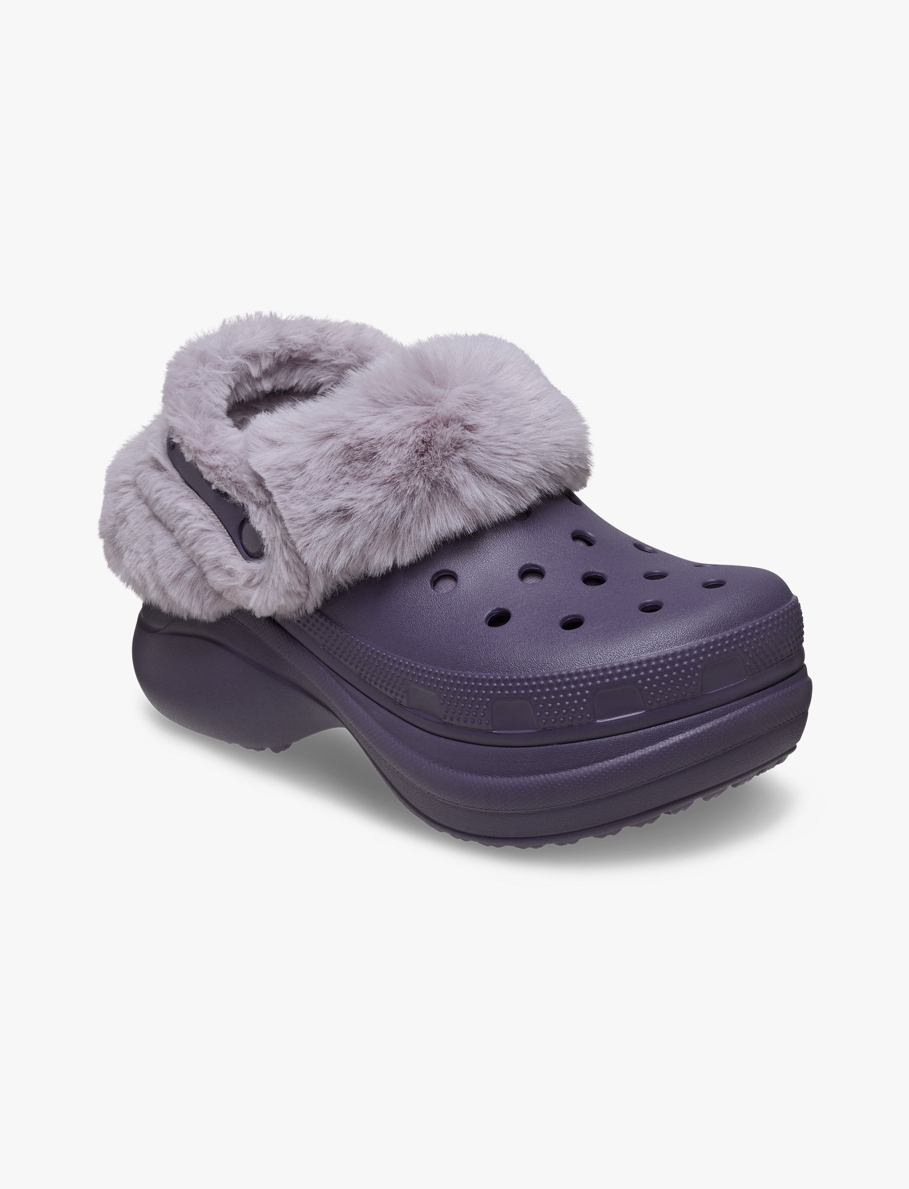 Crocs Bae Lined Clog - כפכפים פרוותיים קרוקס פלטפורמה ביי לנשים בצבע סגול לילה