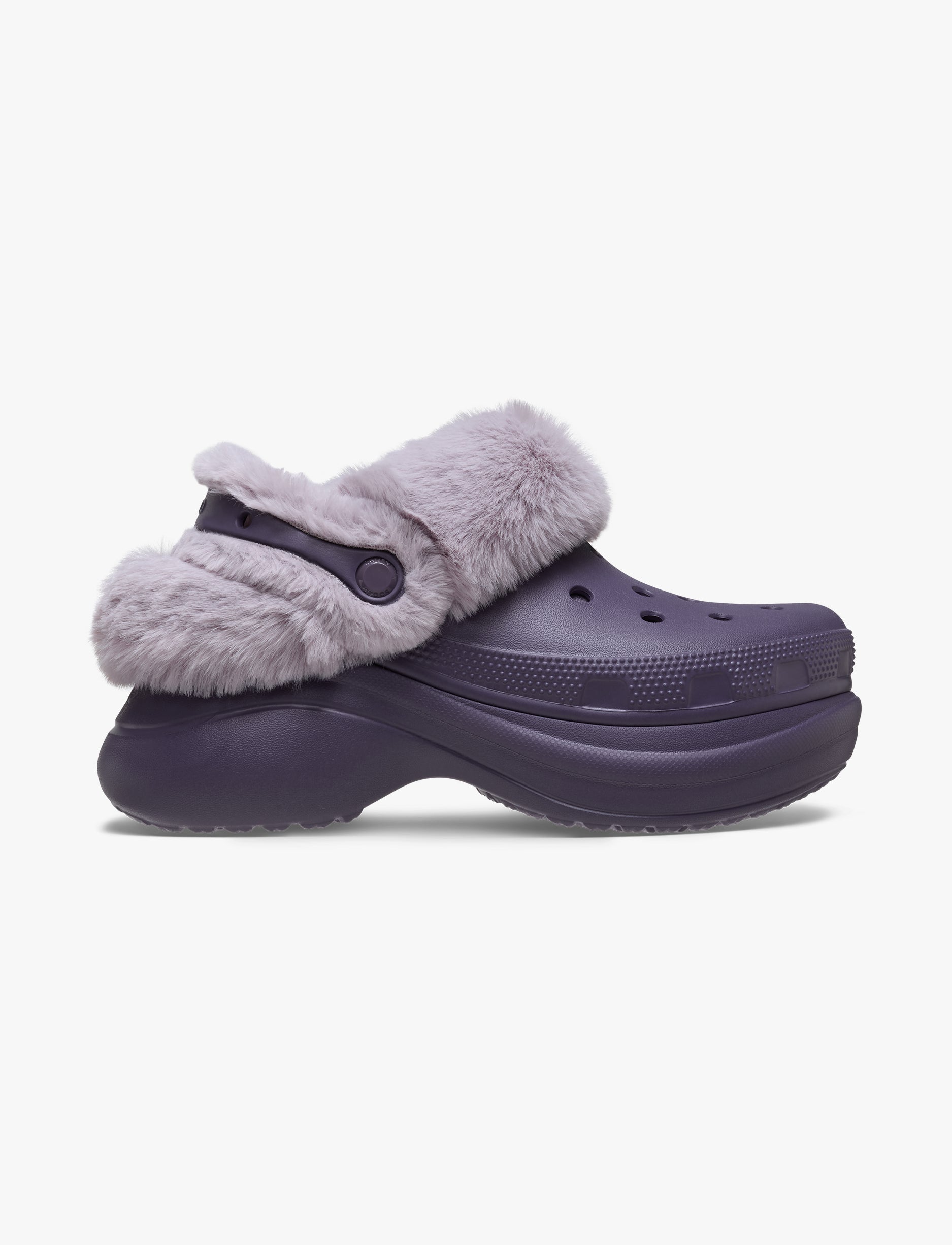 Crocs Bae Lined Clog - כפכפים פרוותיים קרוקס פלטפורמה ביי לנשים בצבע סגול לילה