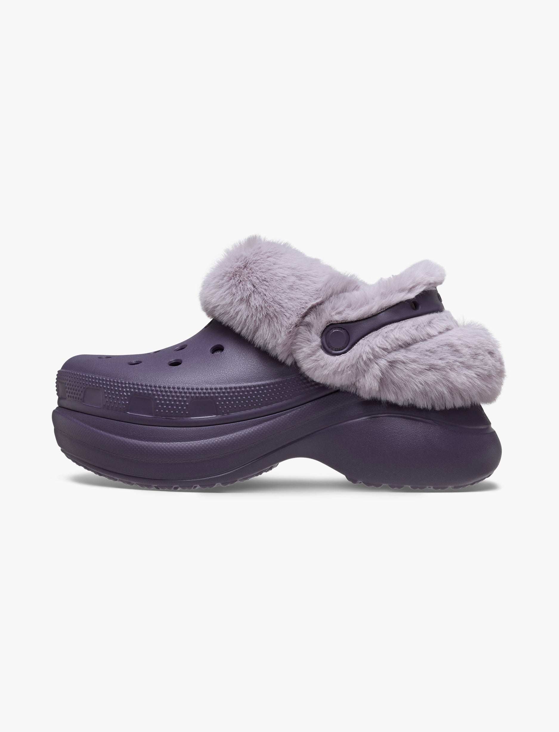 Crocs Bae Lined Clog - כפכפים פרוותיים קרוקס פלטפורמה ביי לנשים בצבע סגול לילה