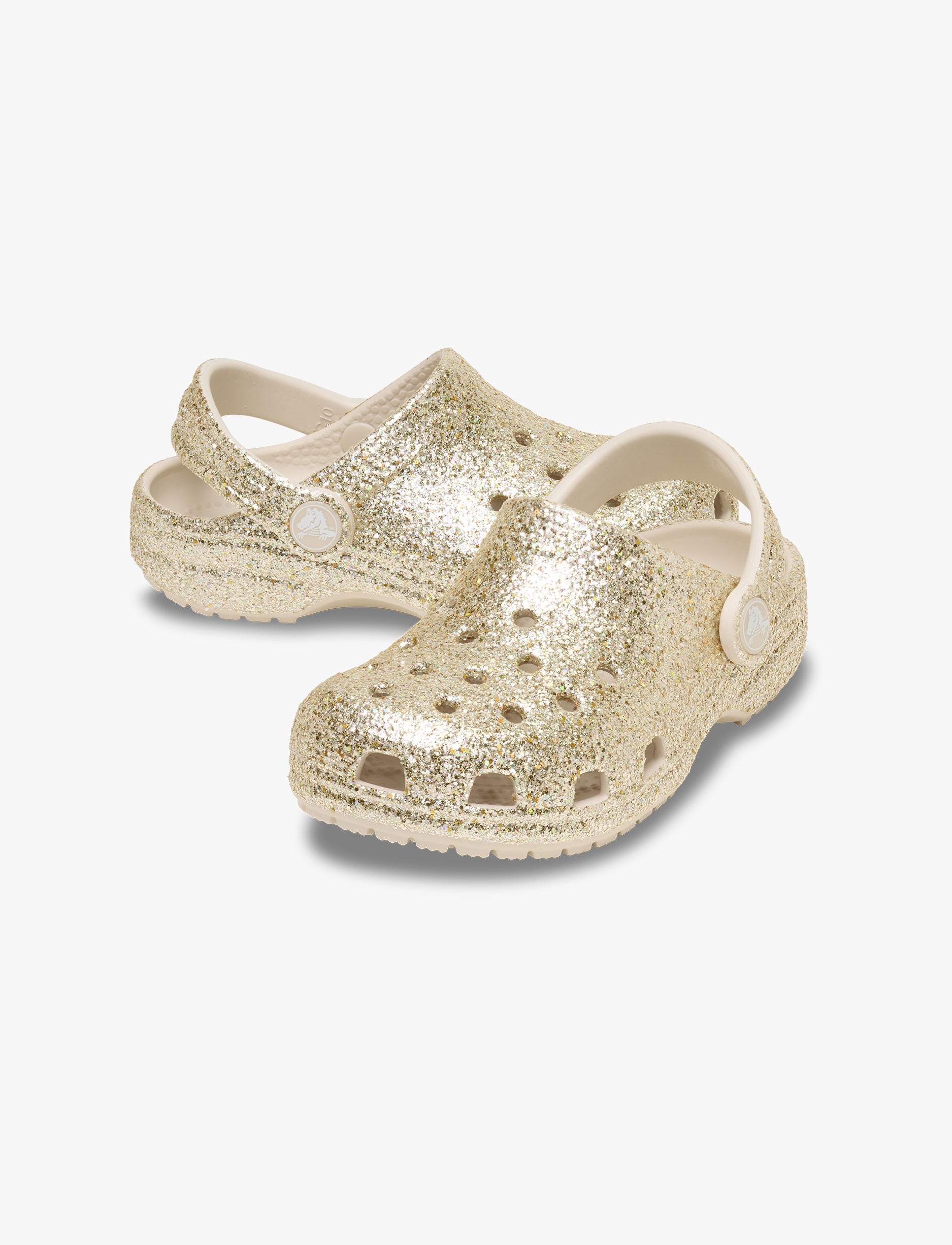 Crocs Classic Chunky Glitter Clog T- כפכפי קלוג קרוקס נצנצים לבנות בצבע אבן/חול
