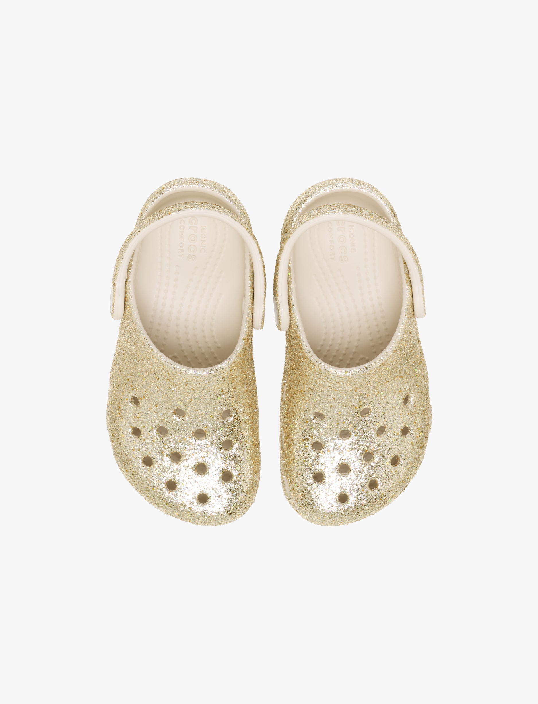 Crocs Classic Chunky Glitter Clog T- כפכפי קלוג קרוקס נצנצים לבנות בצבע אבן/חול