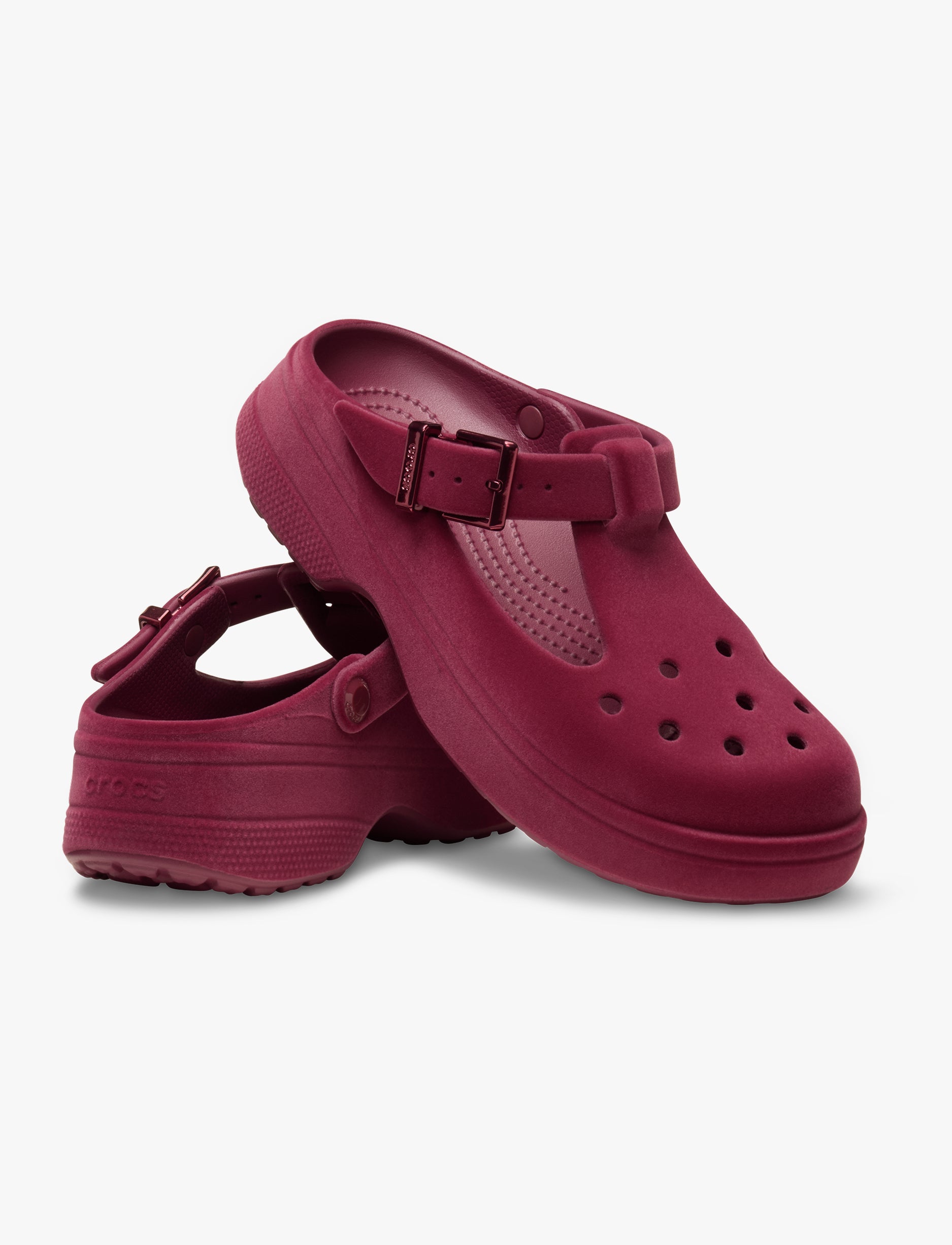 Crocs Classic Mary Jane Velvet Clog - נעלי קרוקס מרי ג'ין קטיפה לנשים בצבע סגול סלק