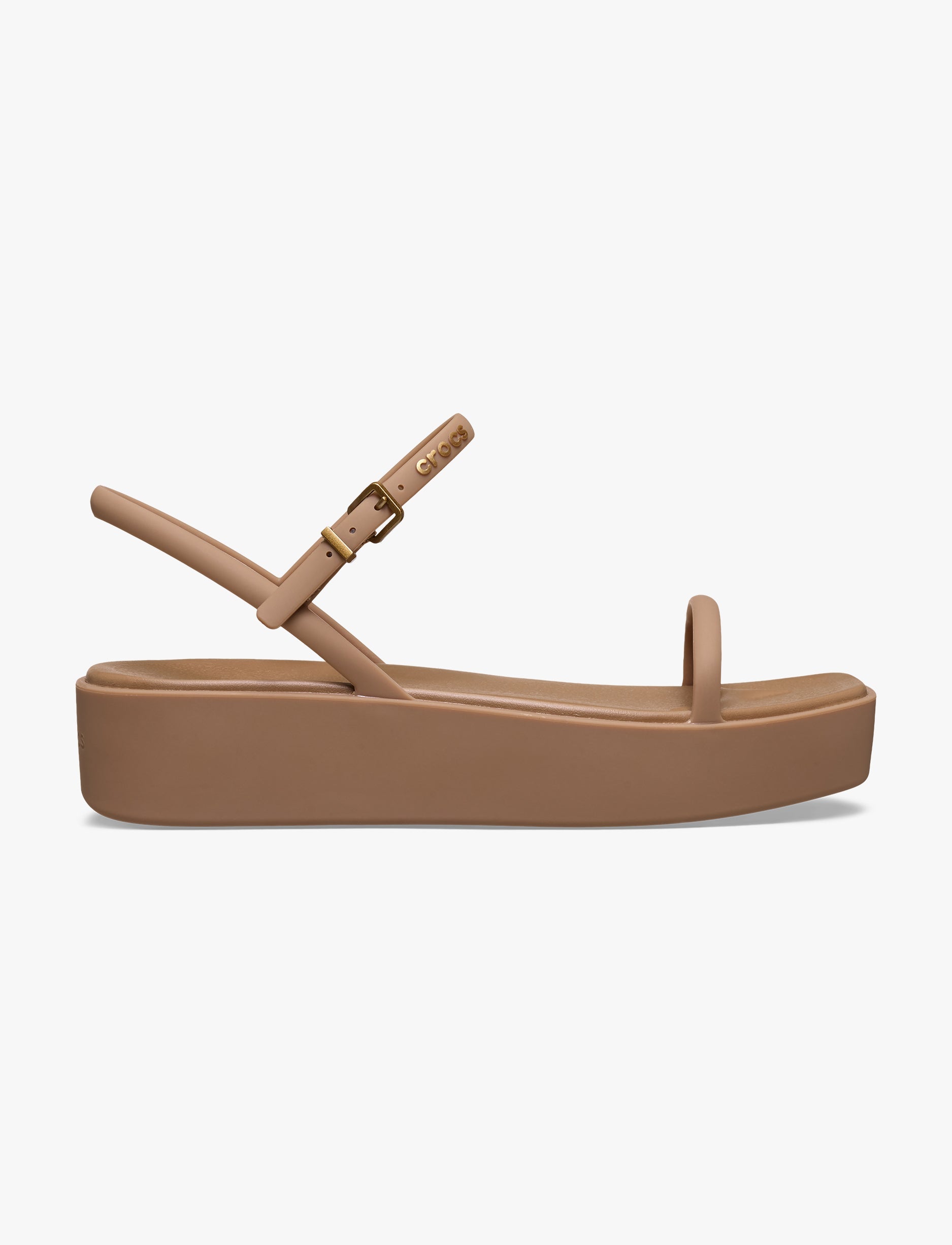 Crocs Miami Platform Y Strap Sandal - סנדלי פלטפורמה קרוקס לנשים בצבע שוקולד חלב