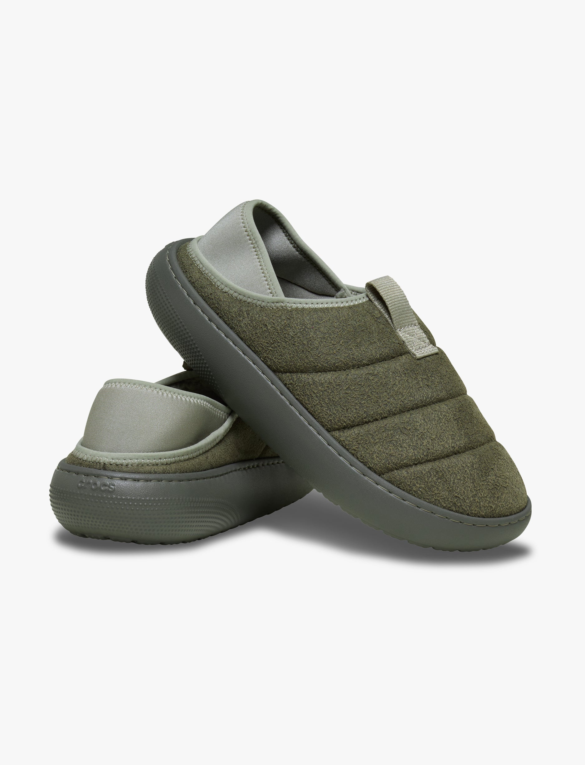 Crocs Classic Vegan Suede Moc - כפכפי פרווה קרוקס בצבע ירוק/אפור