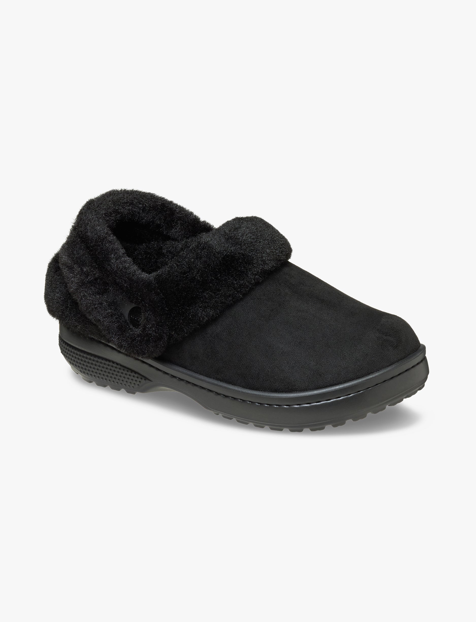 Crocs Classic Unfurgettable Vegan Suede Clog - כפכפי פרווה קרוקס לנשים בצבע שחור