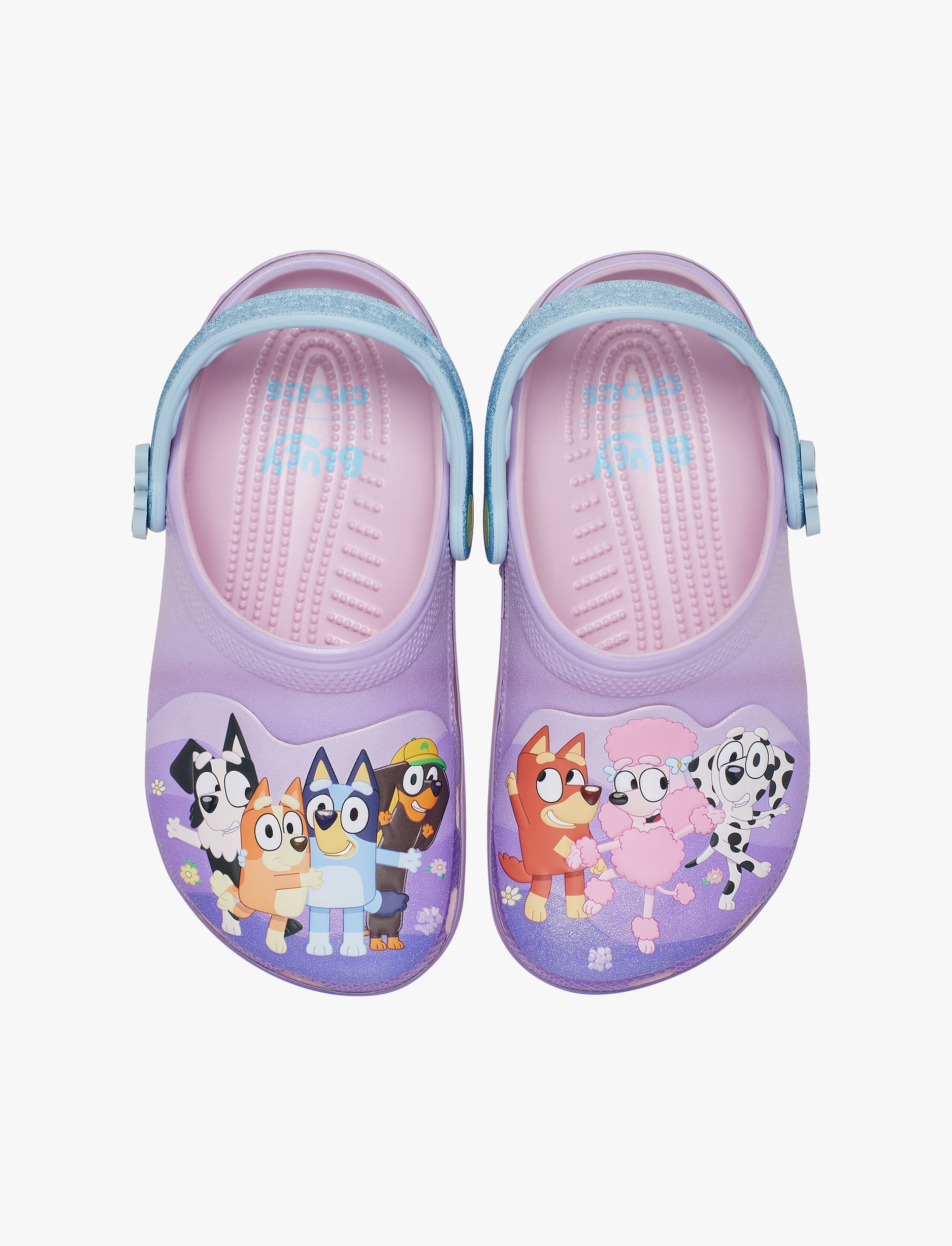 Toddler Bluey Friends Forever Classic Clog - כפכפי קרוקס בלואי חברים לנצח לילדים בצבע סגול