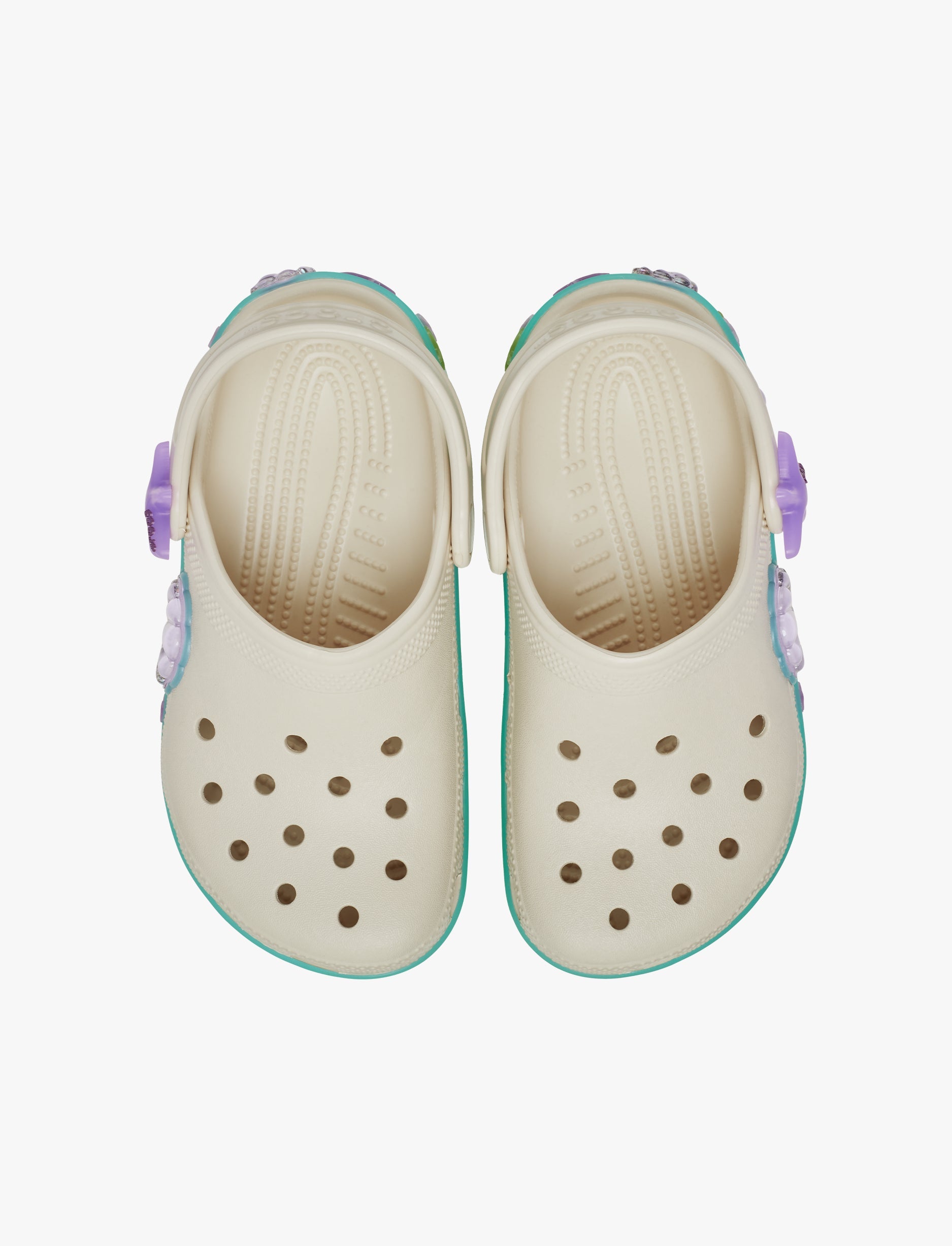 Crocs Classic Sea Sparkle Shaker Clog T -  כפכפי קלוג קרוקס לילדים בצבע קרם בעיטור צדפים מידות קטנות