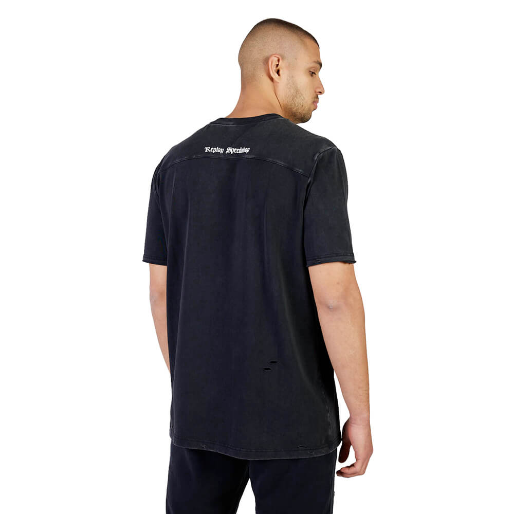 חולצת טישרט ריפליי קצרה Back Print Oversize גברים