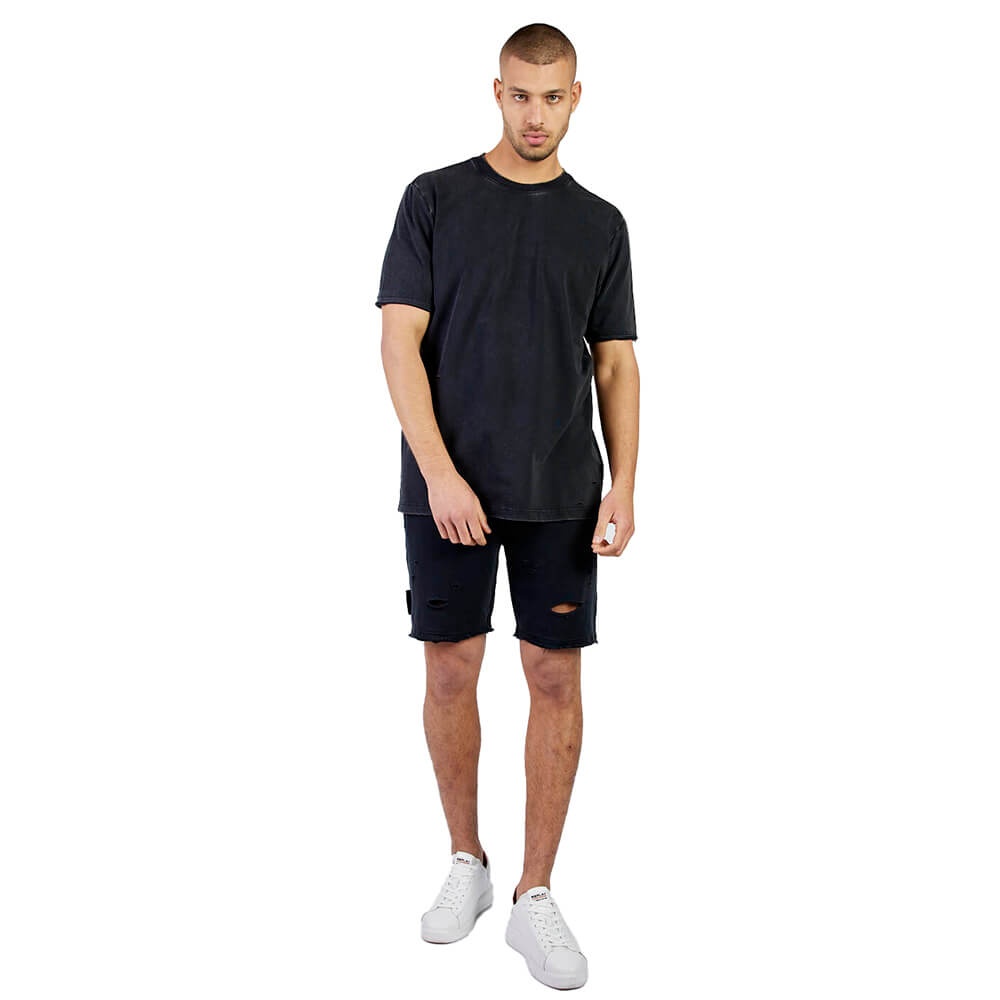 חולצת טישרט ריפליי קצרה Back Print Oversize גברים