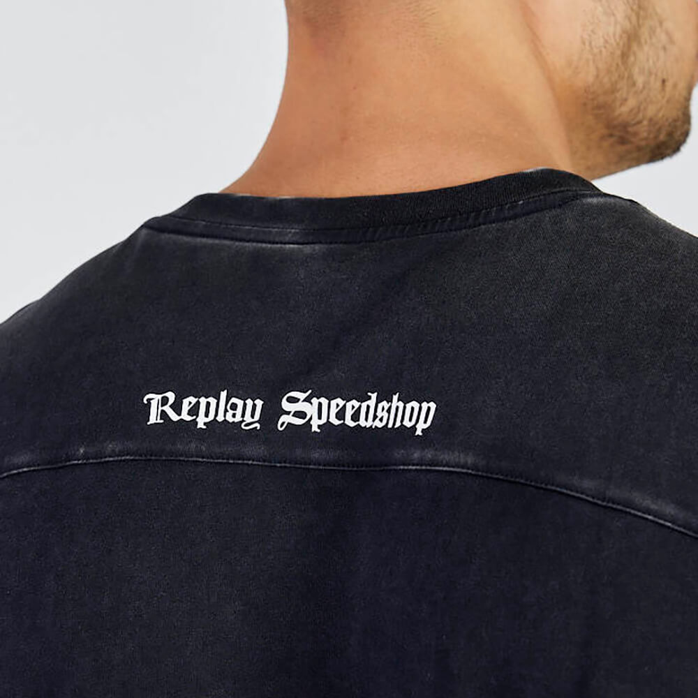 חולצת טישרט ריפליי קצרה Back Print Oversize גברים