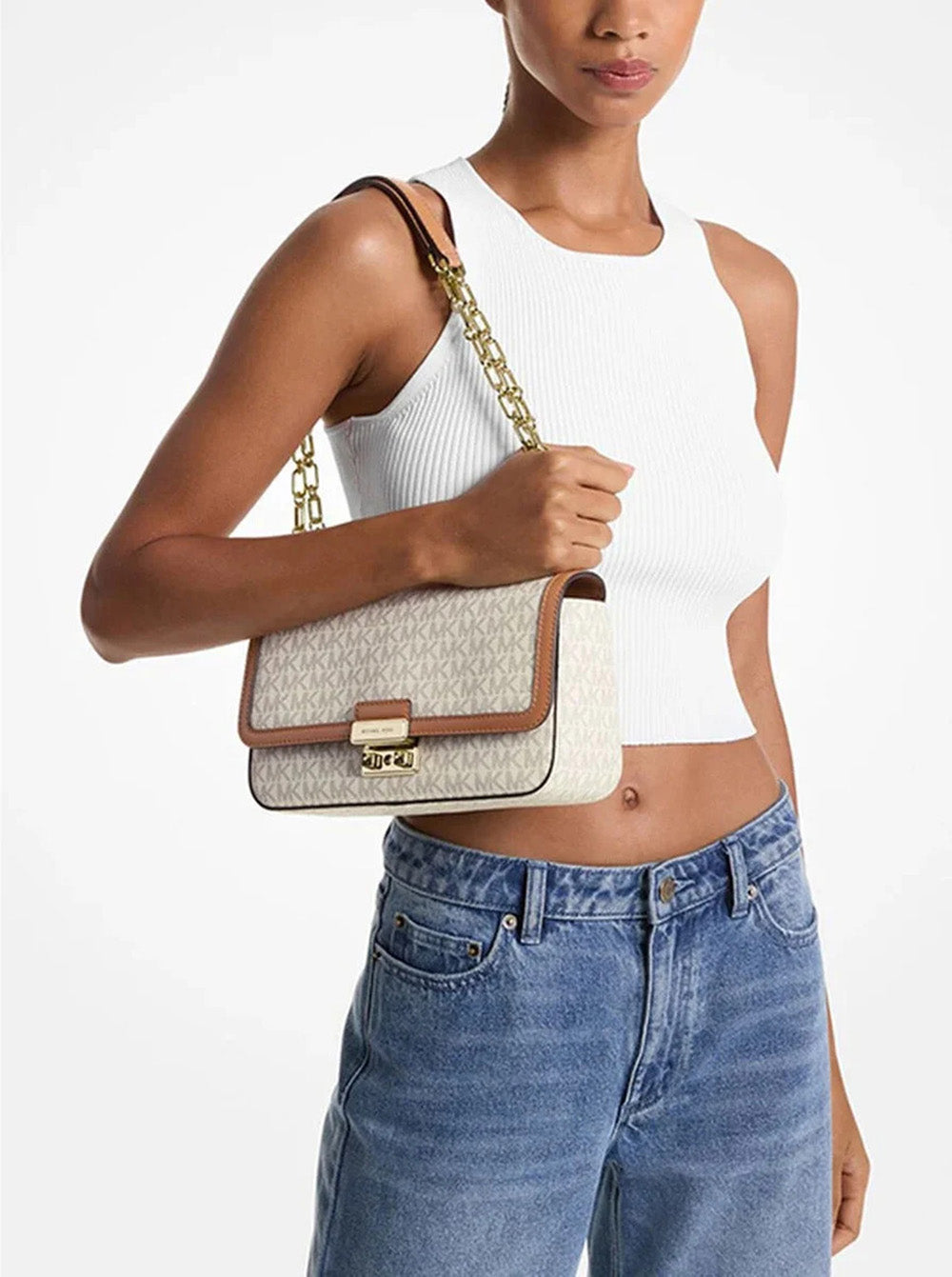 תיק מייקל קורס Tribeca Large Signature Logo Shoulder נשים