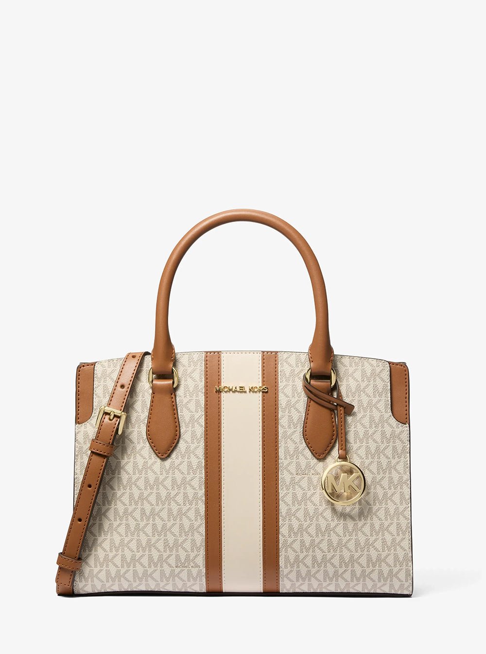 תיק מייקל קורס Becca Medium Signature Logo Stripe Satchel נשים
