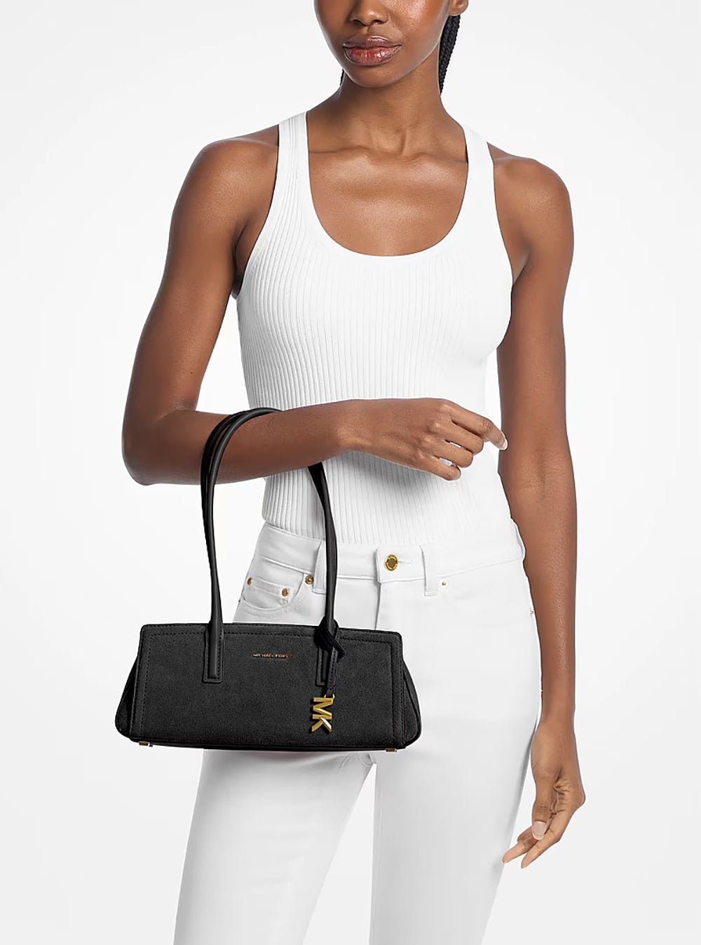 תיק מייקל קורס Laila Small Suede Shoulder Bag נשים