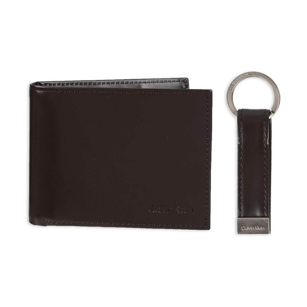 ארנק עור לגבר קלווין קליין Slimfold Wallet & Key Fob Set