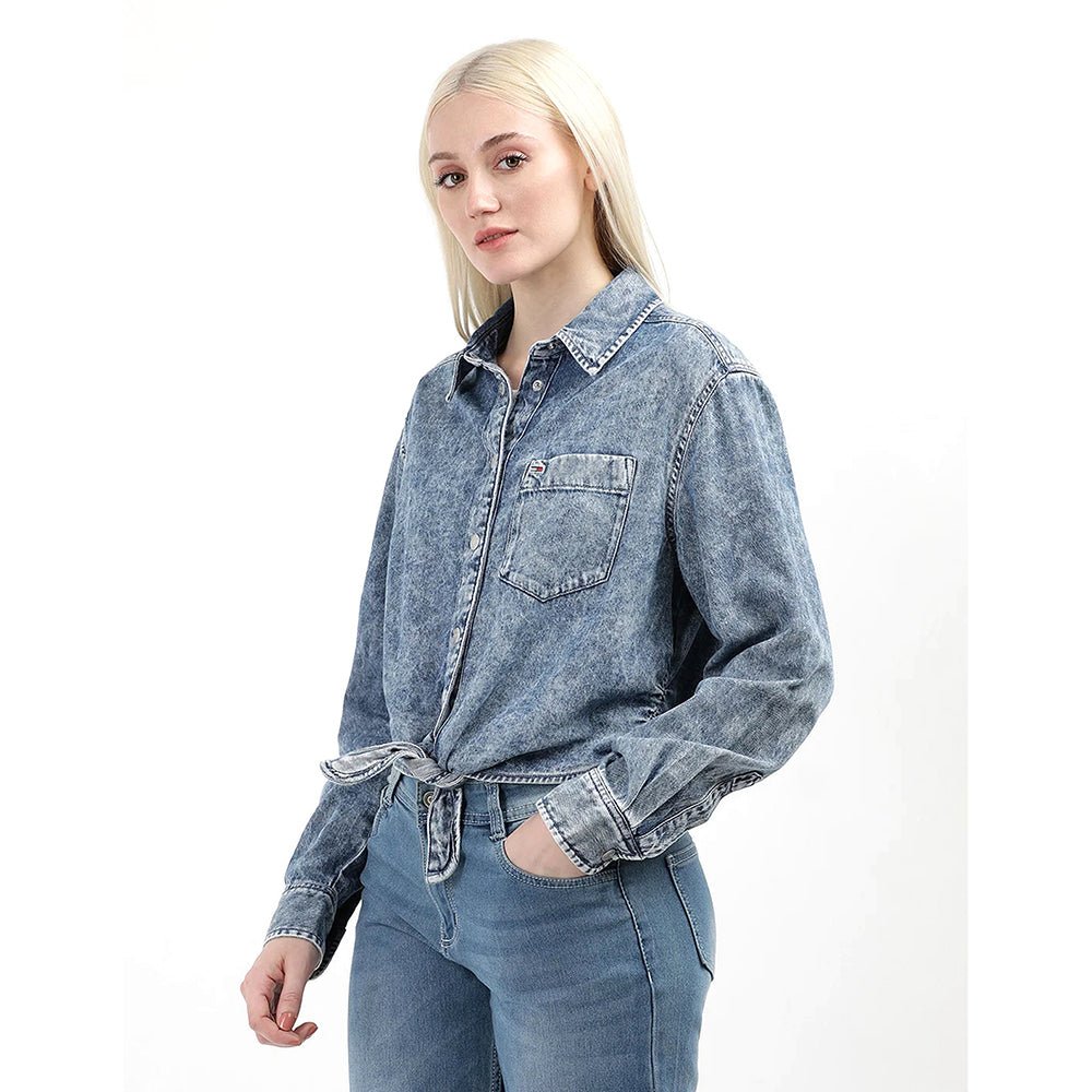 ג'קט ג'ינס טומי הילפיגר Front Tie Chambray נשים