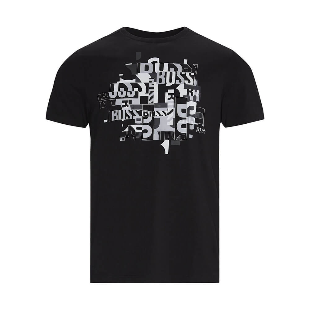חולצת טישרט הוגו בוס קצרה Typographical Logo Print גברים