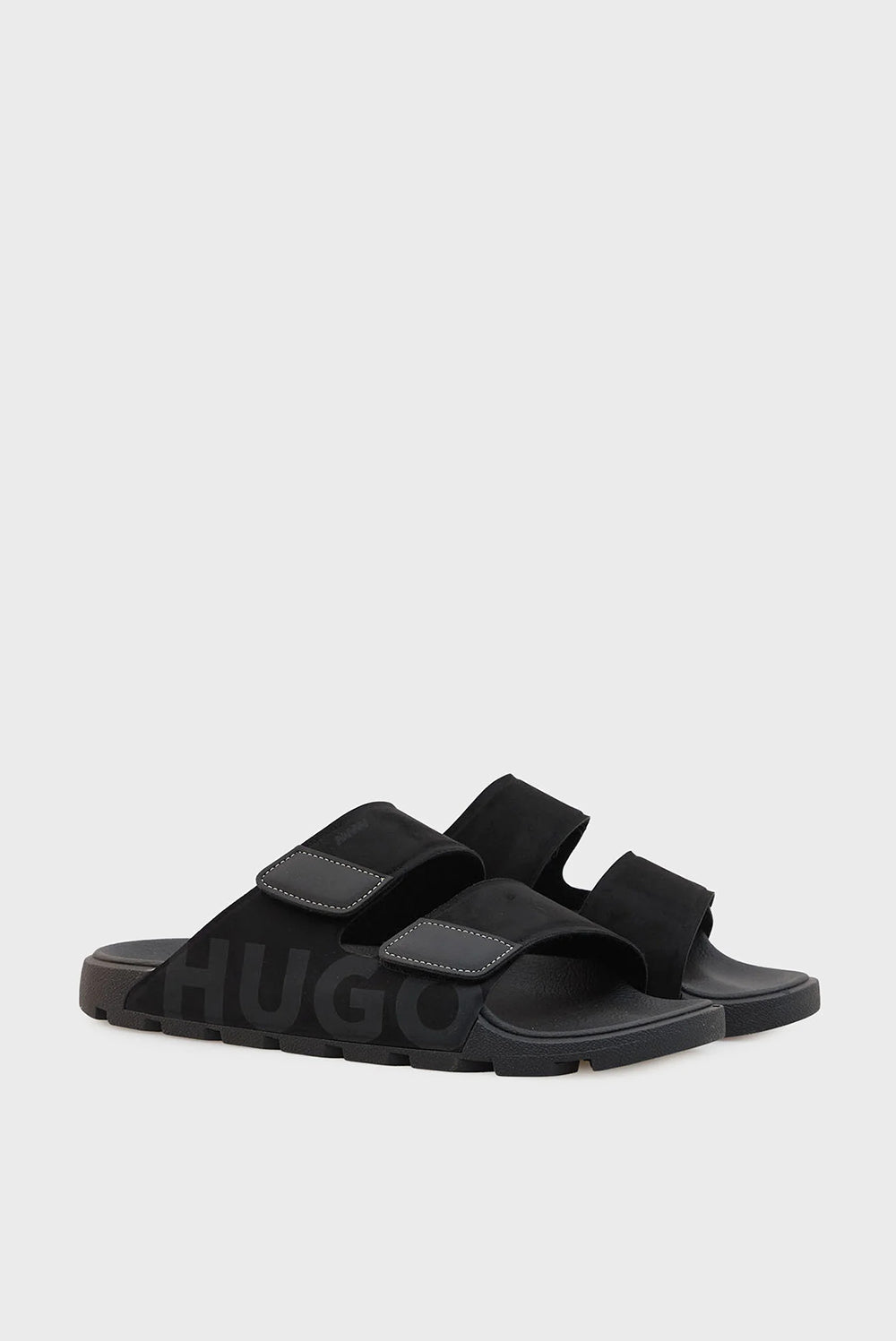 כפכפי הוגו Faux-Suede Slides With Logo Detailing גברים