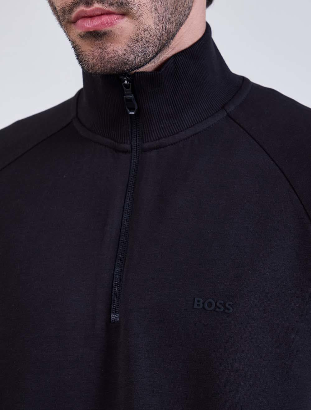סווטשירט הוגו בוס Zip-Neck Sweatshirt In Stretch גברים - hbs-50565306-001-XS