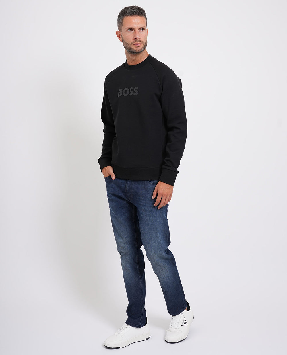 סווטשירט הוגו בוס Crewneck Sweatshirt With A Puffed Logo גברים