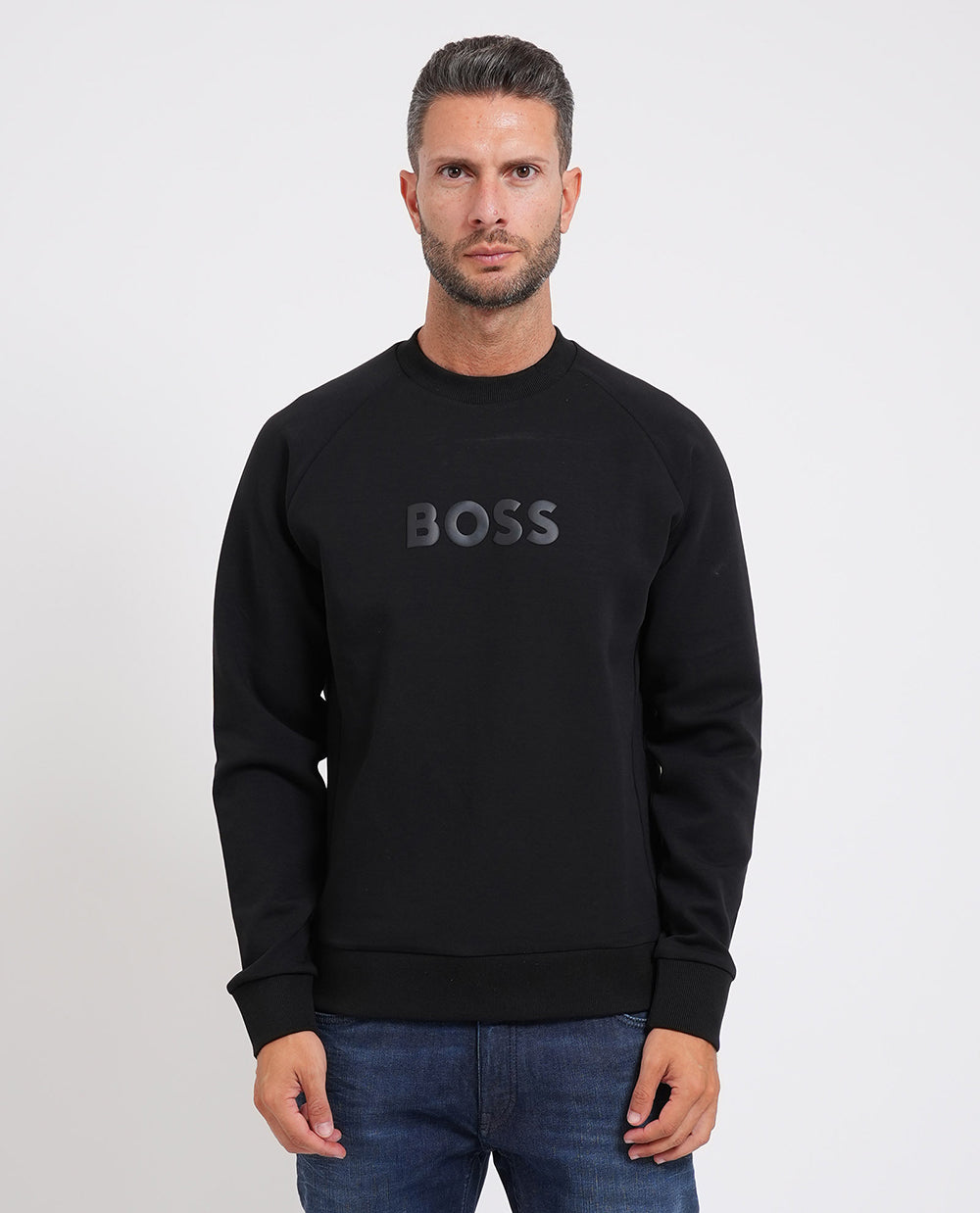 סווטשירט הוגו בוס Crewneck Sweatshirt With A Puffed Logo גברים
