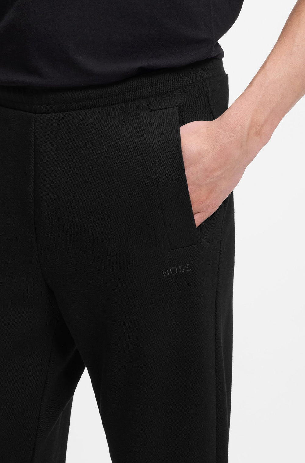 מכנס ארוך הוגו בוס Cotton-Blend Sweatpants With Embroidered Logo גברים
