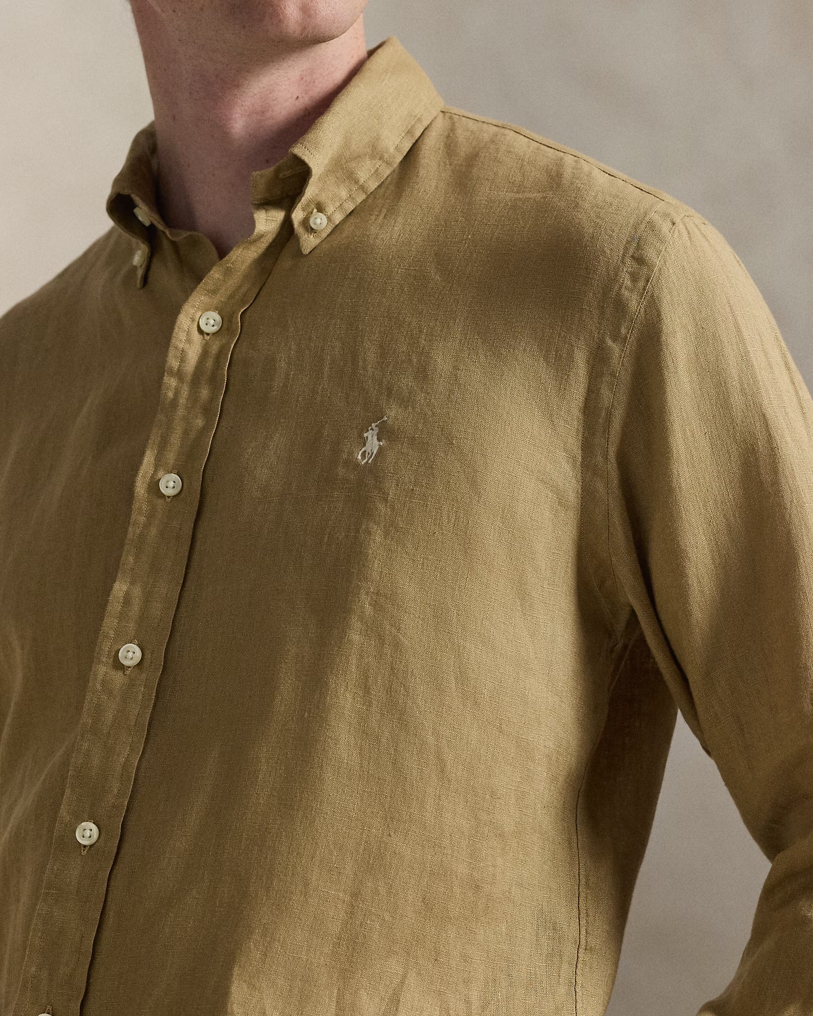 חולצה מכופתרת פולו ראלף לורן Linen גברים