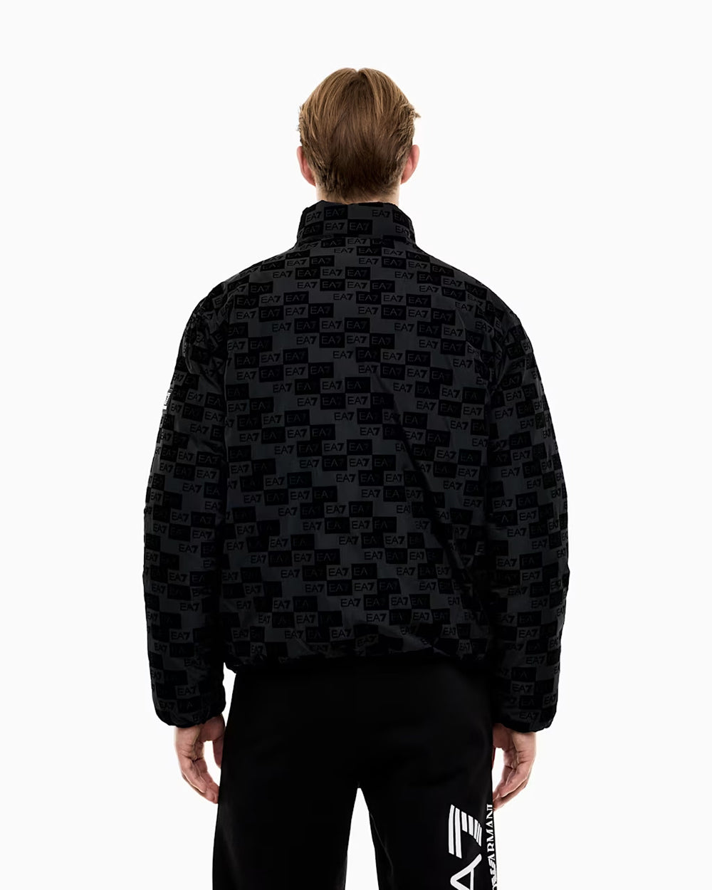 מעיל EA7 Oversized Hooded Bomber Jacket With Velvet Monogram גברים