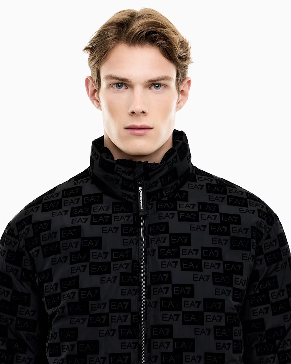 מעיל EA7 Oversized Hooded Bomber Jacket With Velvet Monogram גברים