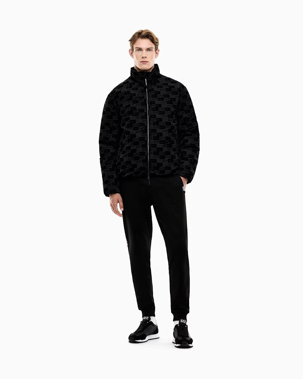 מעיל EA7 Oversized Hooded Bomber Jacket With Velvet Monogram גברים