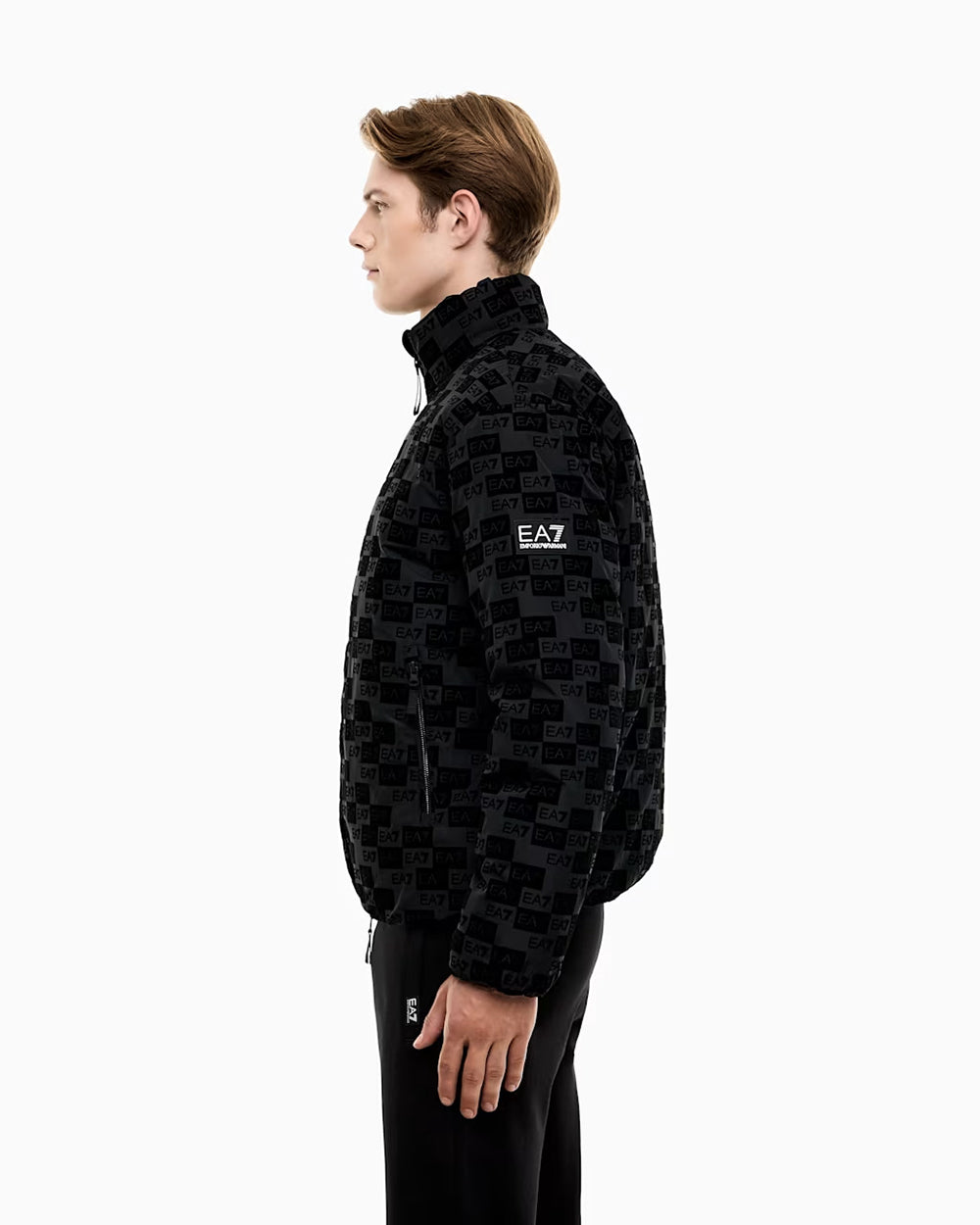 מעיל EA7 Oversized Hooded Bomber Jacket With Velvet Monogram גברים