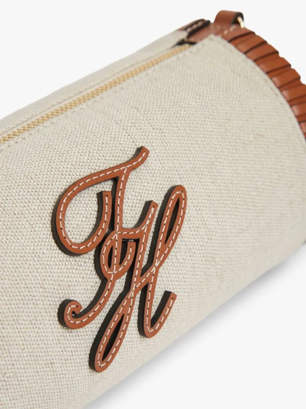 תיק טומי הילפיגר Chain Strap Linen Canvas Shoulder נשים