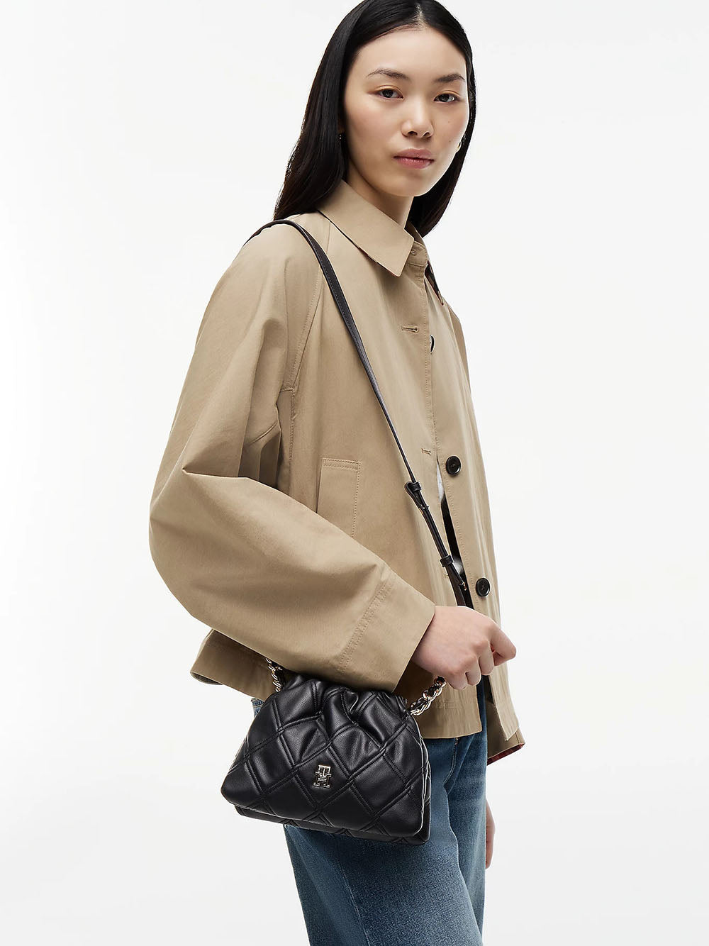 תיק טומי הילפיגר Quilted Chain TH Monogram Crossbody נשים