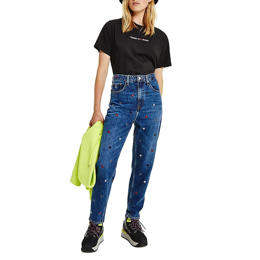 ג'ינס טומי הילפיגר Mom Ultra High Rise Tapered EmbroIdery Jeans נשים