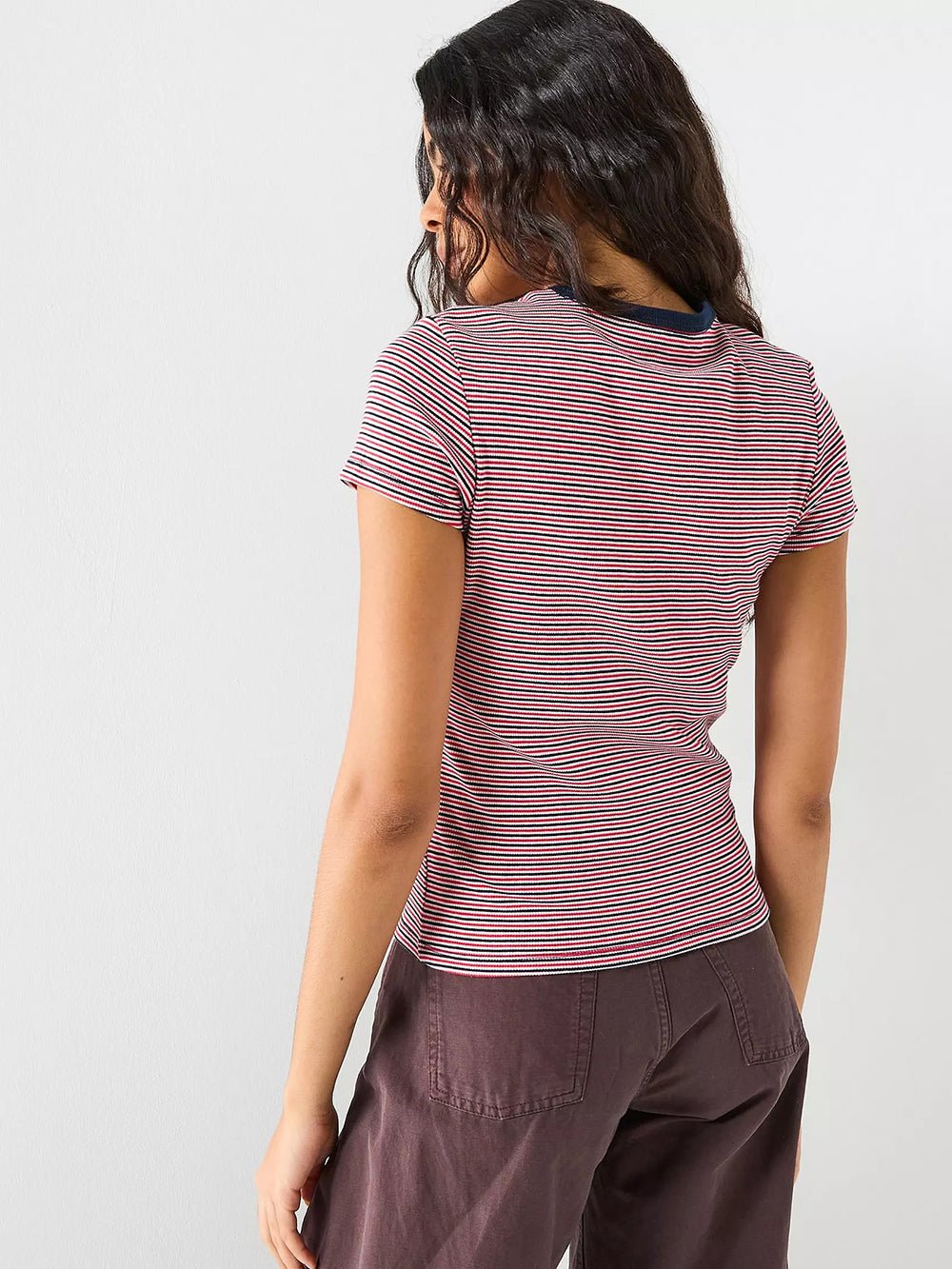 חולצת טישירט קצרה טומי הילפיגר Essential Slim Rib-Knit נשים