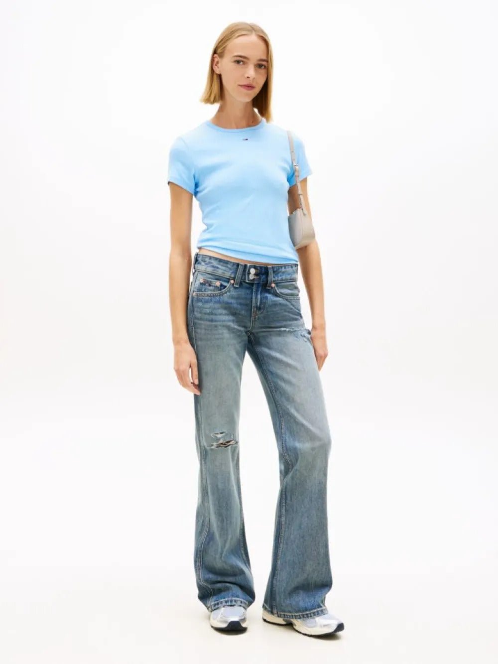 חולצת טישירט קצרה טומי הילפיגר Essential Slim Rib-Knit נשים