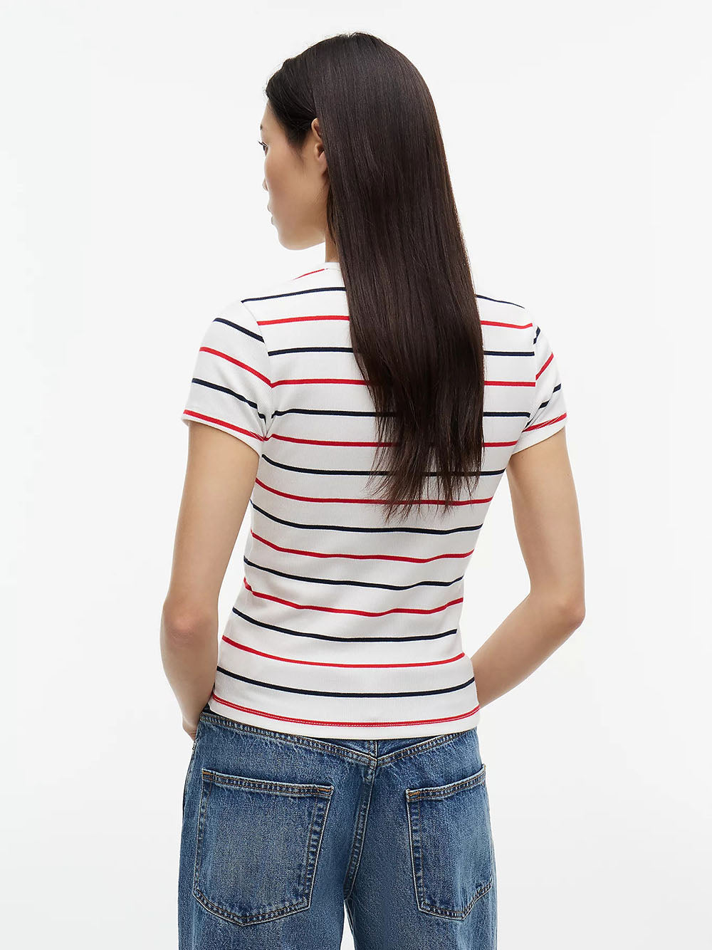 חולצת טישירט קצרה טומי הילפיגר Ribbed Slim Crew Neck נשים