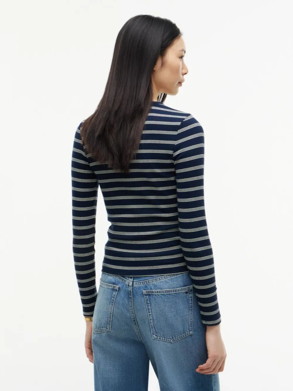 חולצת טישירט ארוכה טומי הילפיגר Ribbed Slim Long Sleeve נשים