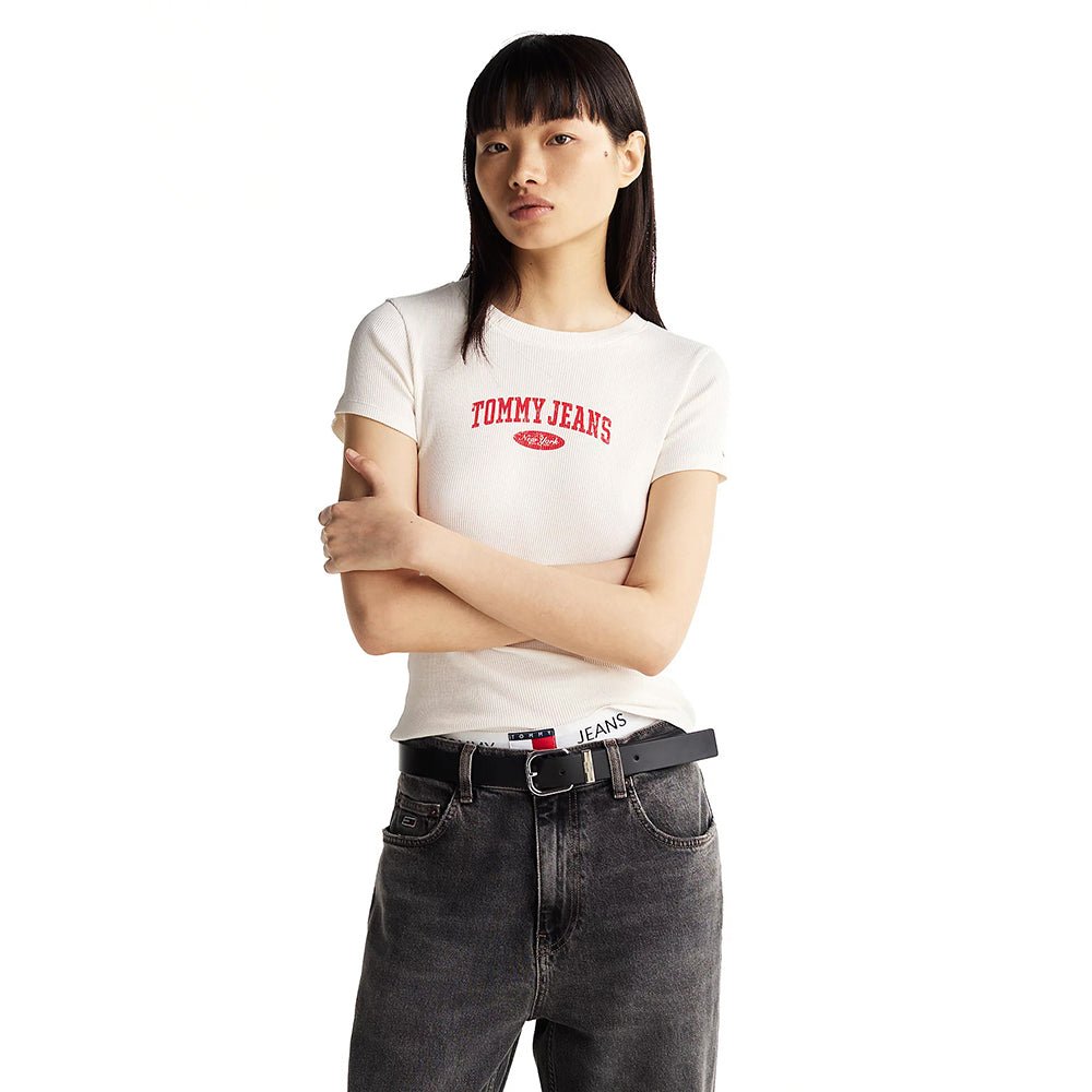 חולצת טישירט קצרה טומי הילפיגר Tjw Slim Varsity Rib Tee Ext נשים