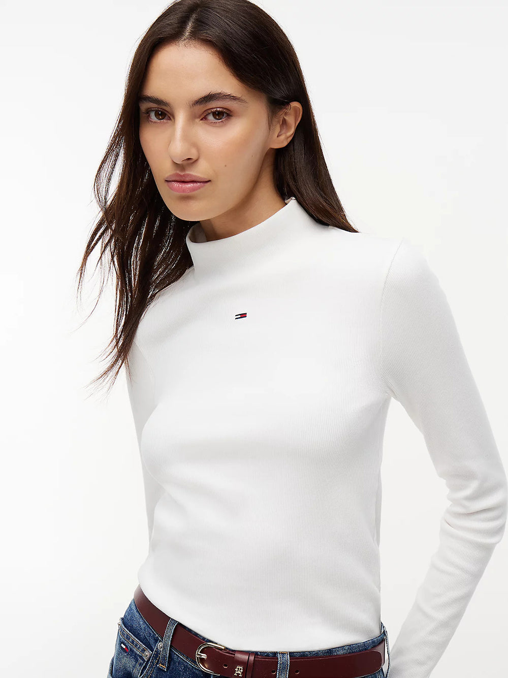 חולצת טישירט ארוכה טומי הילפיגר Slim Mock Neck נשים