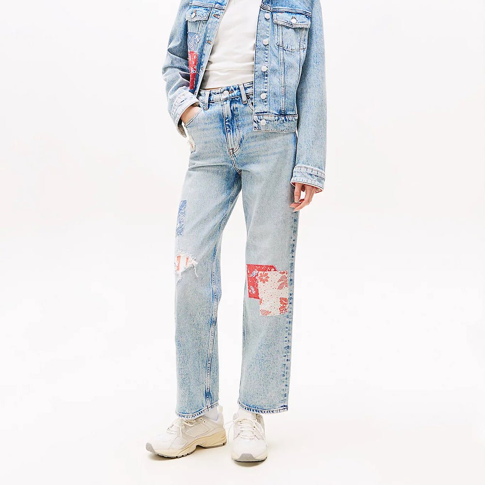 ג'ינס טומי הילפיגר Patchwork High Rise Slim Straight נשים