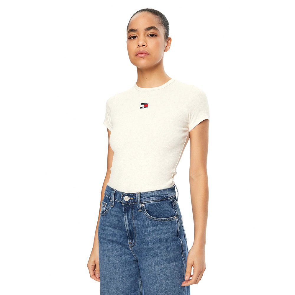 חולצת טישירט קצרה טומי הילפיגר Slim Badge Rib Tee נשים