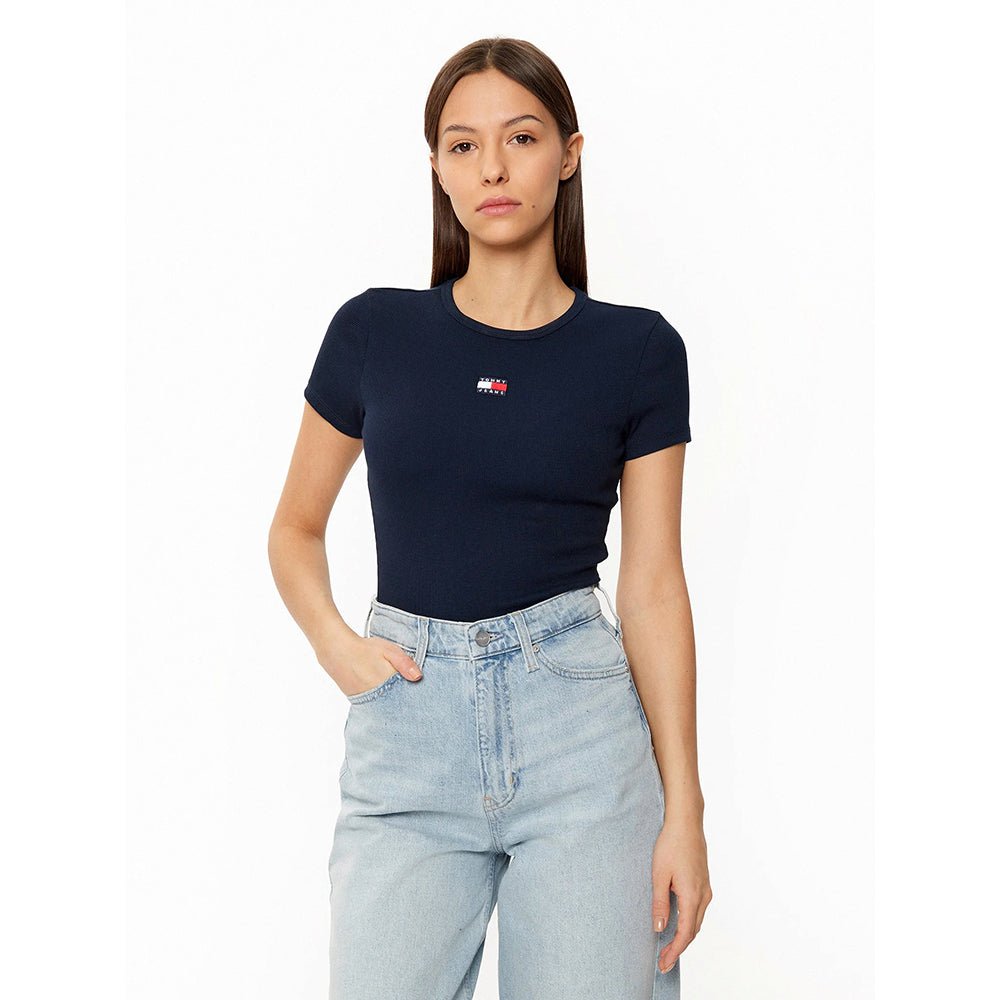 חולצת טישירט קצרה טומי הילפיגר Slim Badge Rib Tee נשים