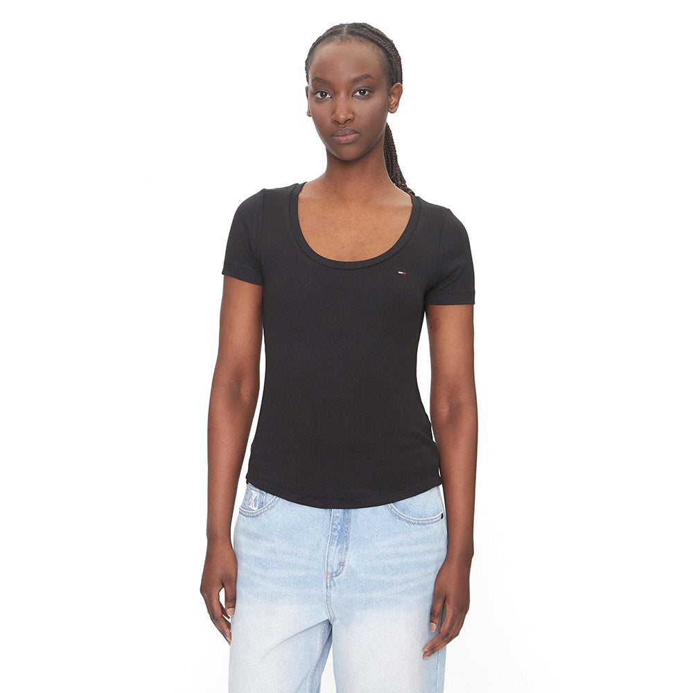 חולצת טישירט קצרה טומי הילפיגר Reg Soft Rib Essential נשים