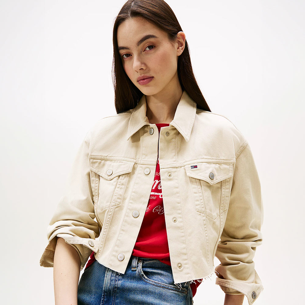 ג'קט טומי הילפיגר Back Logo Cropped Denim נשים