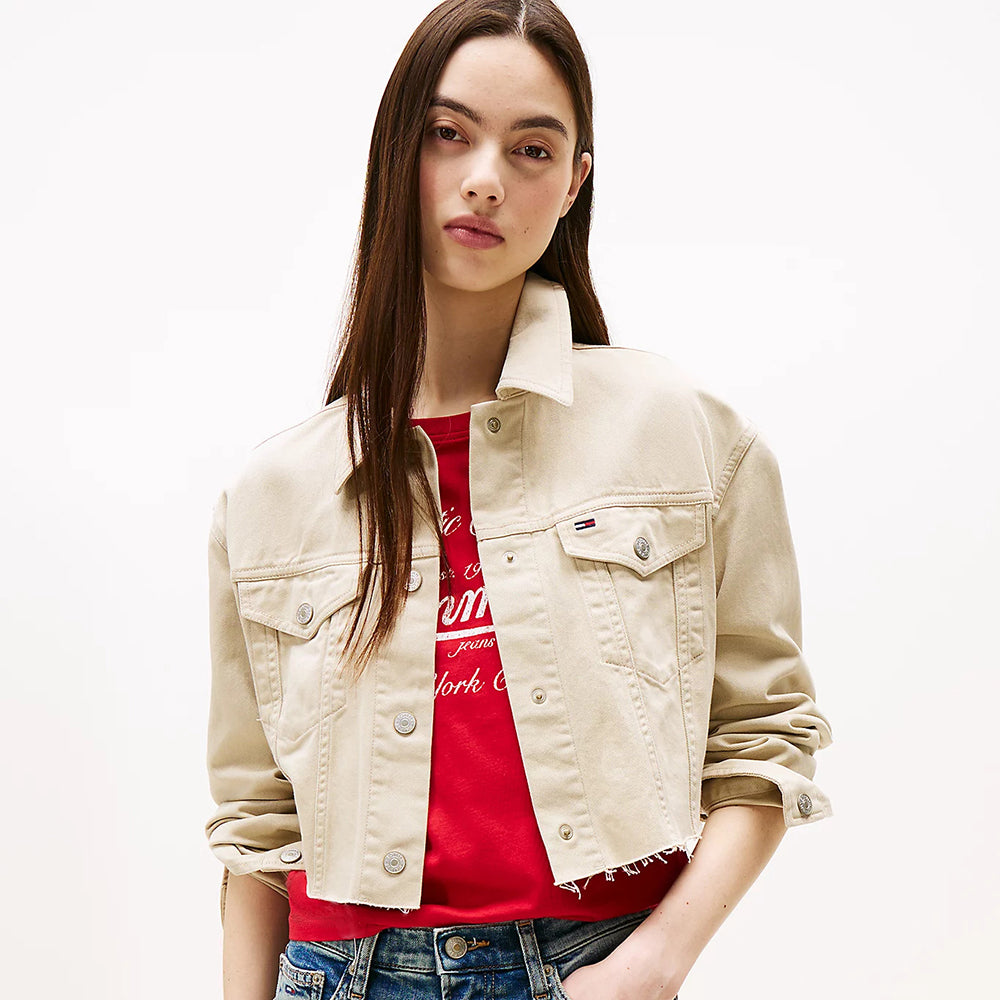 ג'קט טומי הילפיגר Back Logo Cropped Denim נשים
