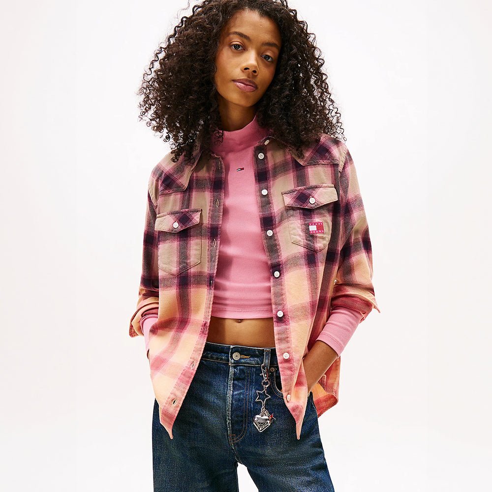 חולצה מכופתרת טומי הילפיגר Logo Relaxed Fit Flannel נשים