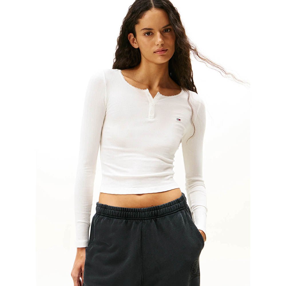 חולצת טישירט ארוכה טומי הילפיגר Slim Irregular Rib נשים